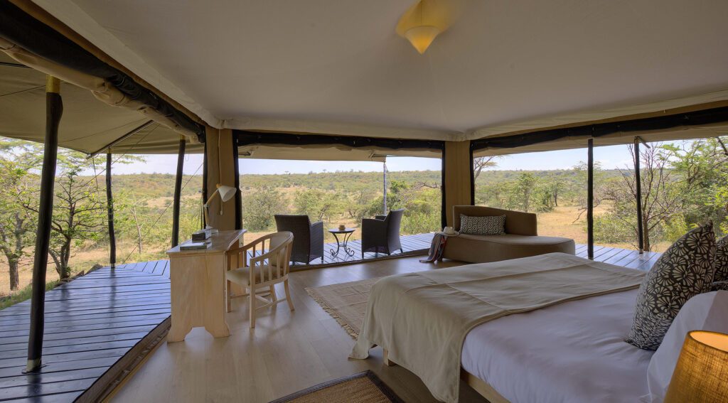 Kicheche Valley Naboisho double tent in to out view
