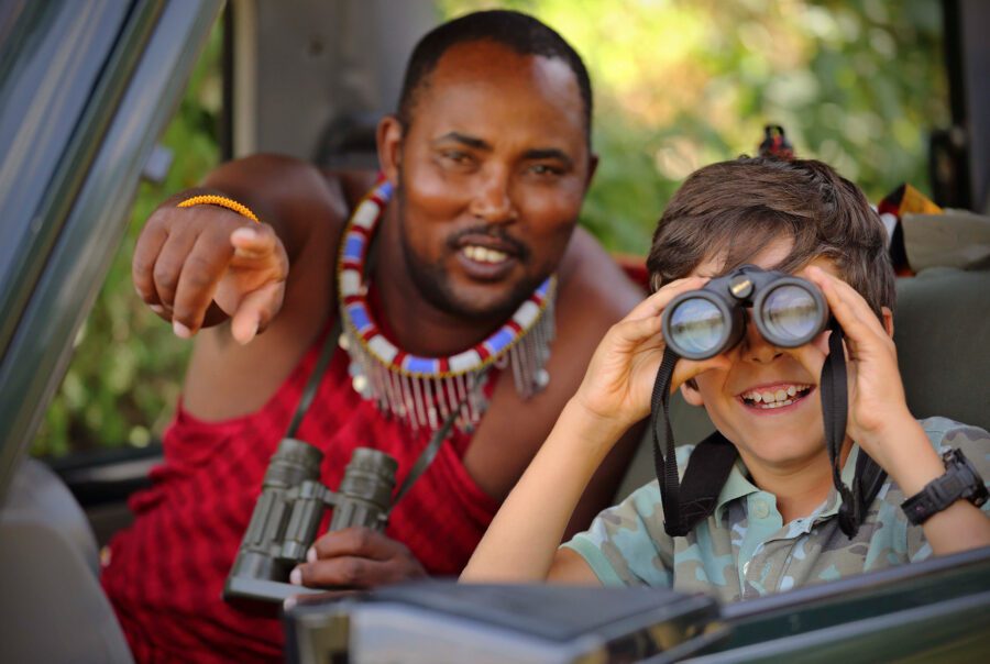 Kicheche Family Safari guide with kid